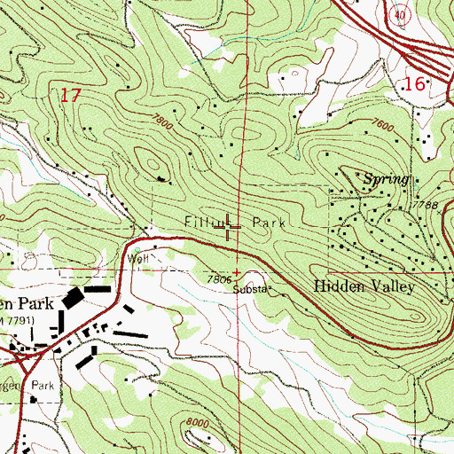 Topographic Map of Fillius Park, CO