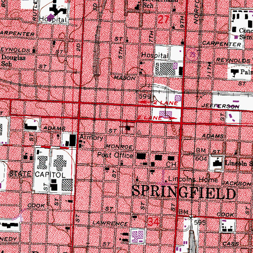 Topographic Map of Old State Capitol, IL
