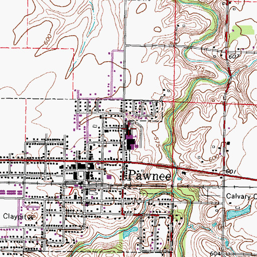 Topographic Map of Pawnee Grade School, IL