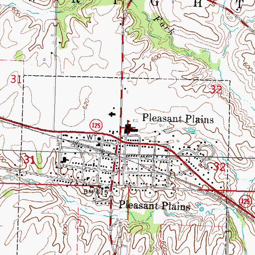 Topographic Map of Pleasant Plains High School, IL