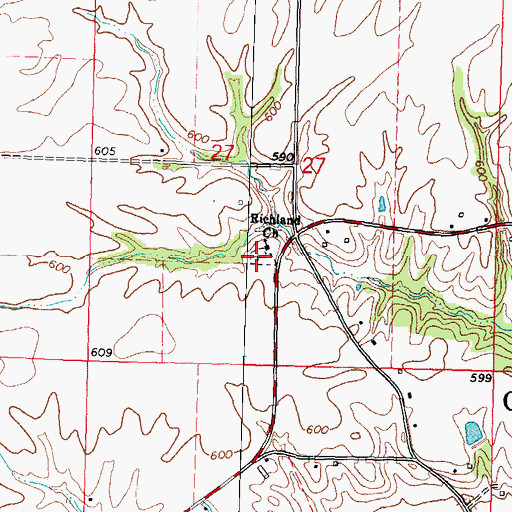 Topographic Map of Richland Baptist Cemetery, IL