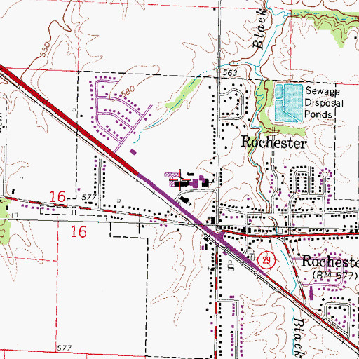 Topographic Map of Rochester High School, IL