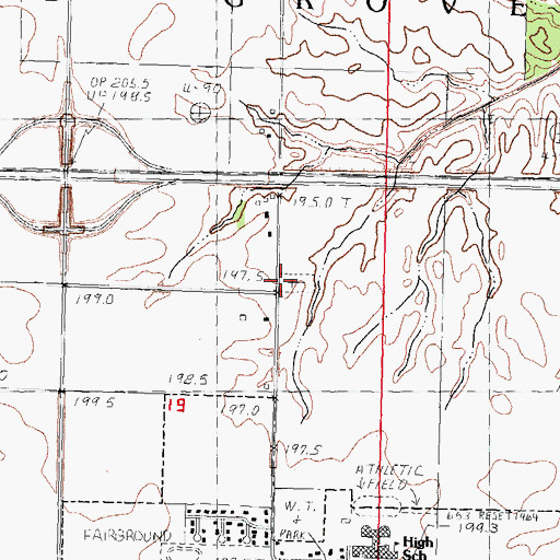 Topographic Map of Saint John's Lutheran Cemetery, IL