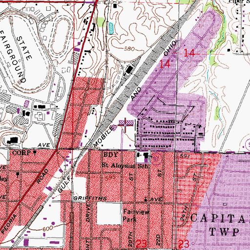 Topographic Map of Sangamon Shopping Center, IL