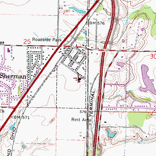 Topographic Map of Sherman Elementary School, IL
