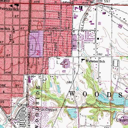 Topographic Map of Springfield Southeast High School, IL