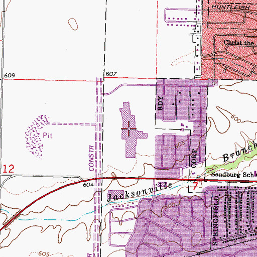 Topographic Map of White Oaks Mall Shopping Center, IL