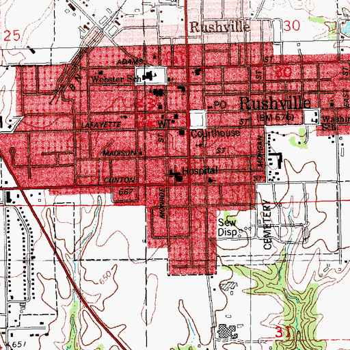 Topographic Map of Sarah D Culbertson Memorial Hospital, IL