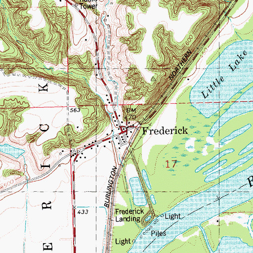 Topographic Map of Frederick Post Office, IL