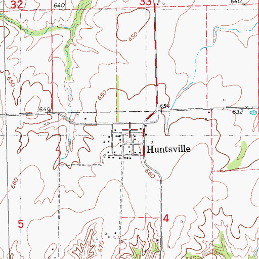Topographic Map of Huntsville Post Office, IL