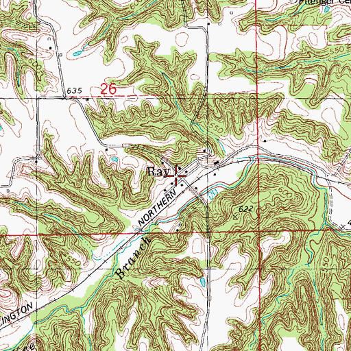 Topographic Map of Ray Post Office, IL