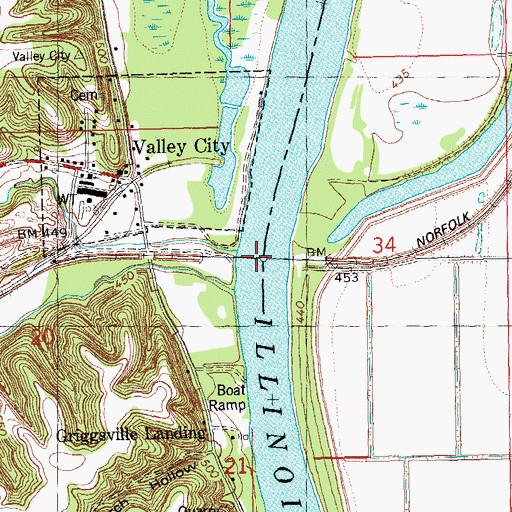 Topographic Map of Phillips Ferry (historical), IL