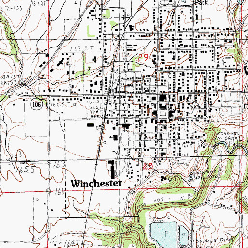 Topographic Map of Winchester High School, IL