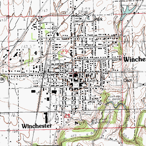 Topographic Map of Winchester Historic District, IL