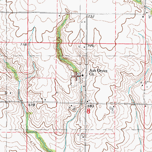 Topographic Map of Ash Grove Cemetery, IL