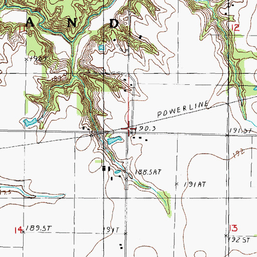 Topographic Map of Brush Creek Post Office (historical), IL