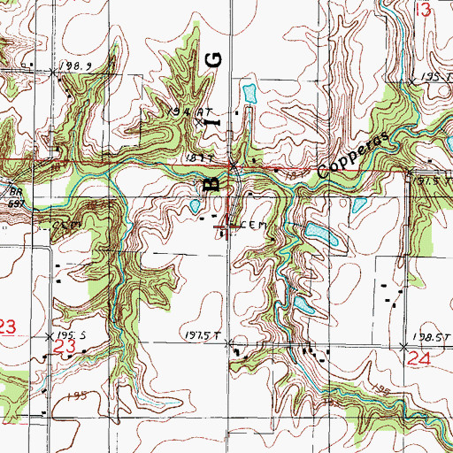 Topographic Map of Copperas Cemetery, IL