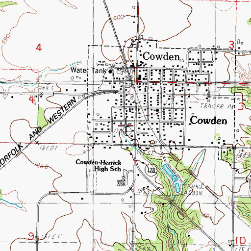 Topographic Map of Cowden Elementary School, IL