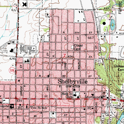 Topographic Map of Fellowship Baptist Church, IL
