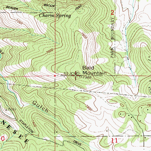 Topographic Map of Bald Mountain, CO