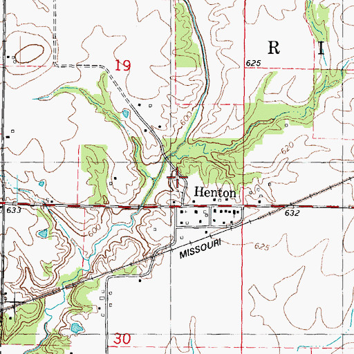 Topographic Map of Henton Cemetery, IL
