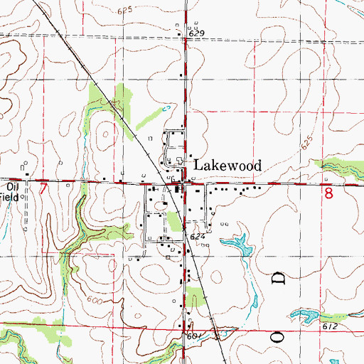 Topographic Map of Lakewood Post Office, IL