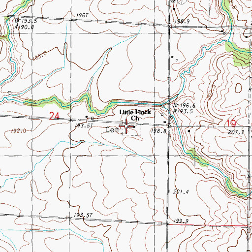 Topographic Map of Little Flock Cemetery, IL