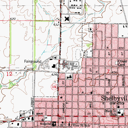 Topographic Map of Moulton Elementary School, IL