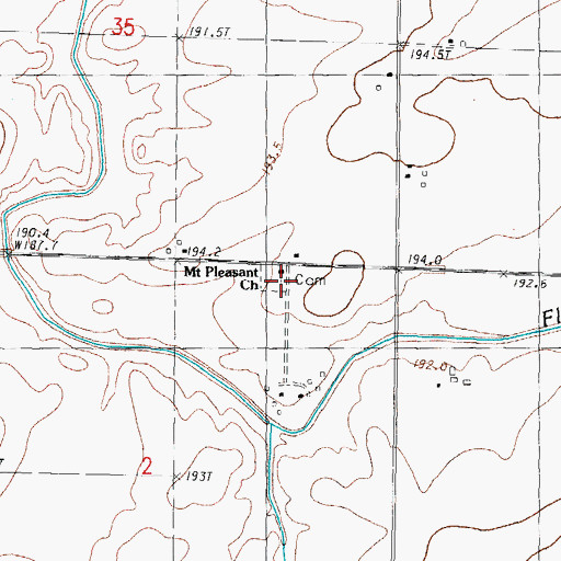 Topographic Map of Mount Pleasant Cemetery, IL