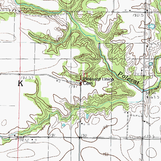 Topographic Map of Prairie Union Cemetery, IL