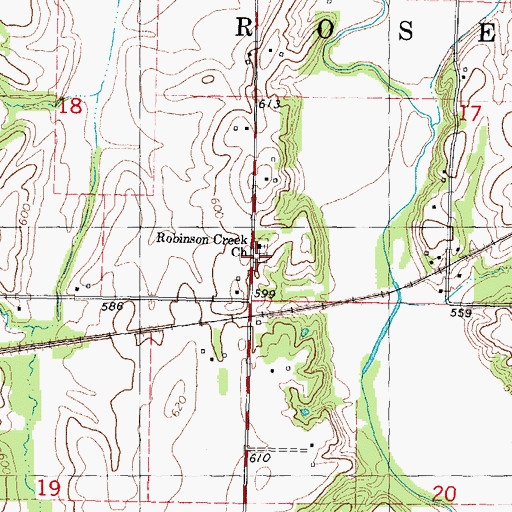 Topographic Map of Robinson Creek Cemetery, IL