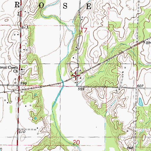 Topographic Map of Robinson Creek Station (historical), IL