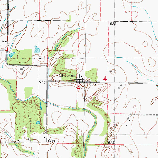 Topographic Map of Saint Johns Cemetery, IL