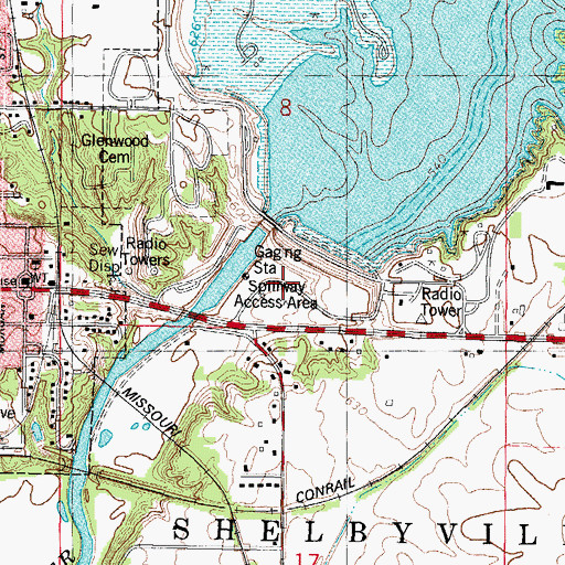 Topographic Map of Spillway Access Area, IL
