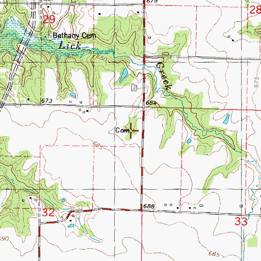 Topographic Map of Warren Cemetery, IL