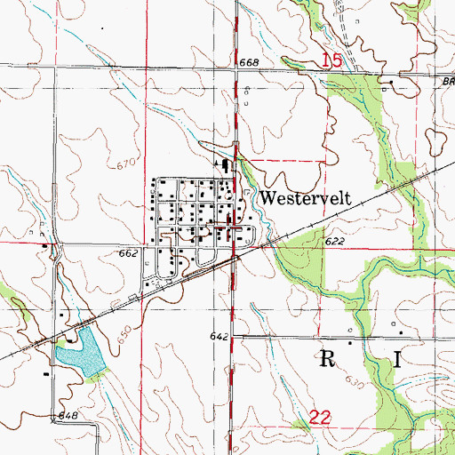 Topographic Map of Westervelt Post Office, IL