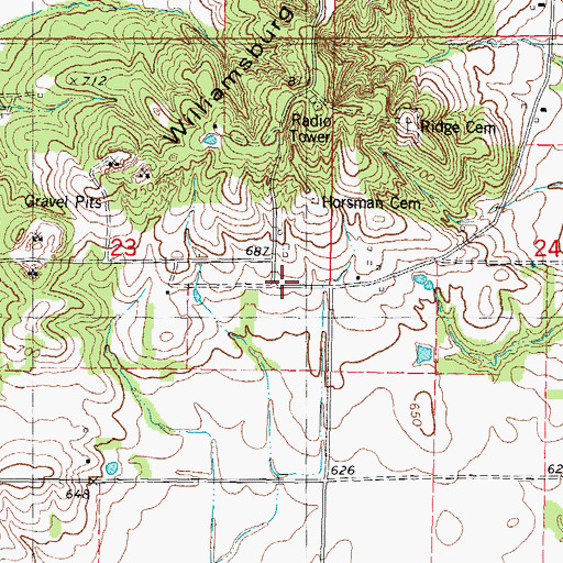 Topographic Map of Williamsburg (historical), IL