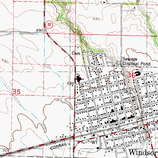 Topographic Map of Windsor High School, IL