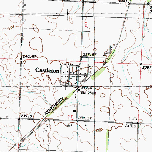 Topographic Map of Castleton Post Office, IL