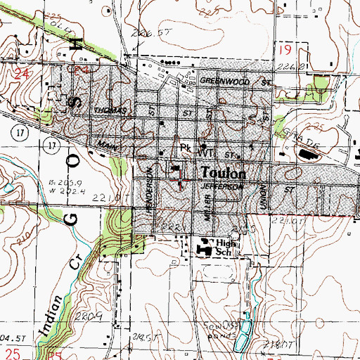 Topographic Map of First Baptist Church, IL