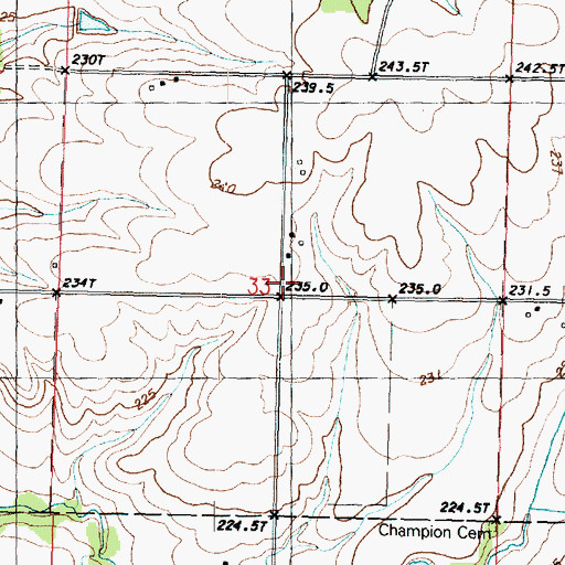 Topographic Map of Pleasant Green Post Office (historical), IL