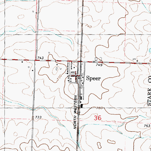 Topographic Map of Speer Post Office, IL