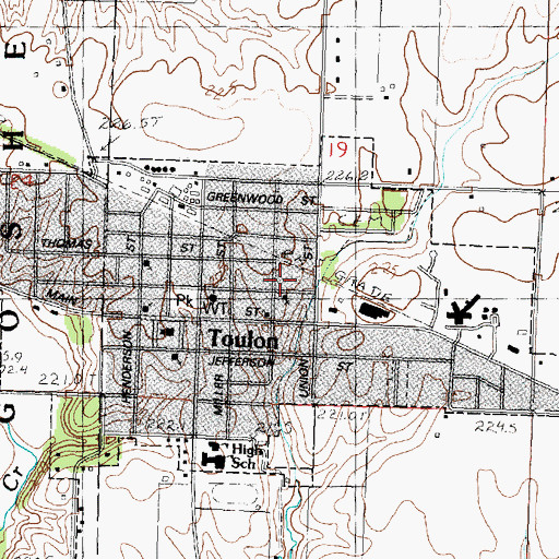 Topographic Map of Toulon Public School (historical), IL