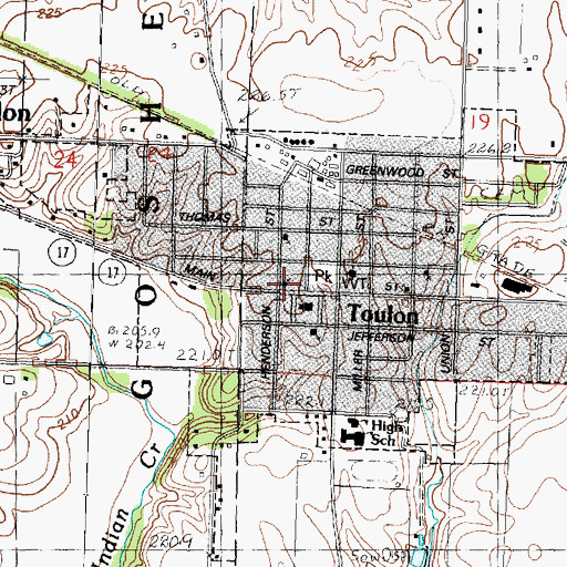 Topographic Map of Toulon United Methodist Church, IL