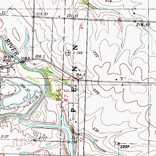 Topographic Map of Waldron (historical), IL