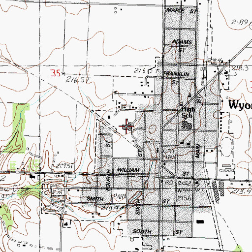 Topographic Map of Wyoming Grade School, IL