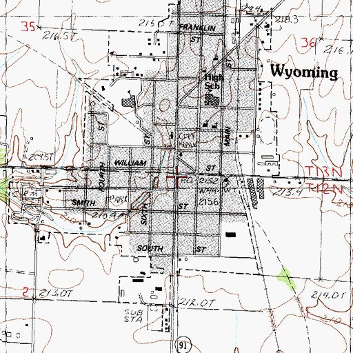 Topographic Map of Wyoming Post Office, IL