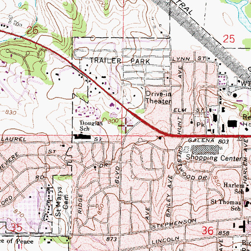 Topographic Map of Bavarian Village Shopping Center, IL