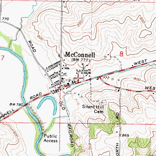Topographic Map of Brick Church Cemetery, IL