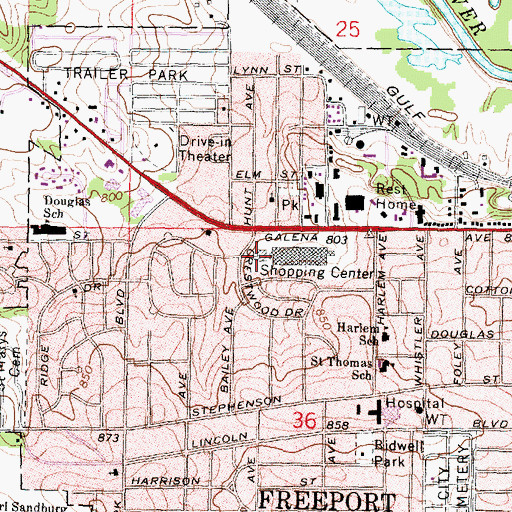 Topographic Map of Crestwood Shopping Center, IL